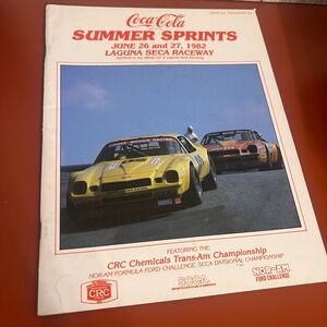 1982 Coca-Cola Summer Sprints Laguna Seca Raceway Program Trans-Am SCCA Datsun